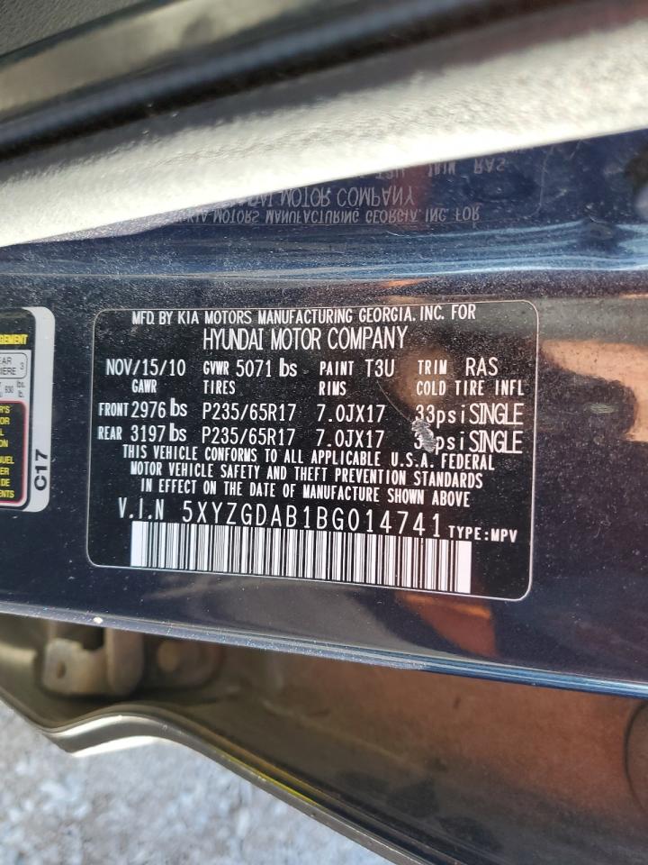 2011 Hyundai Santa Fe Gls VIN: 5XYZGDAB1BG014741 Lot: 89664505