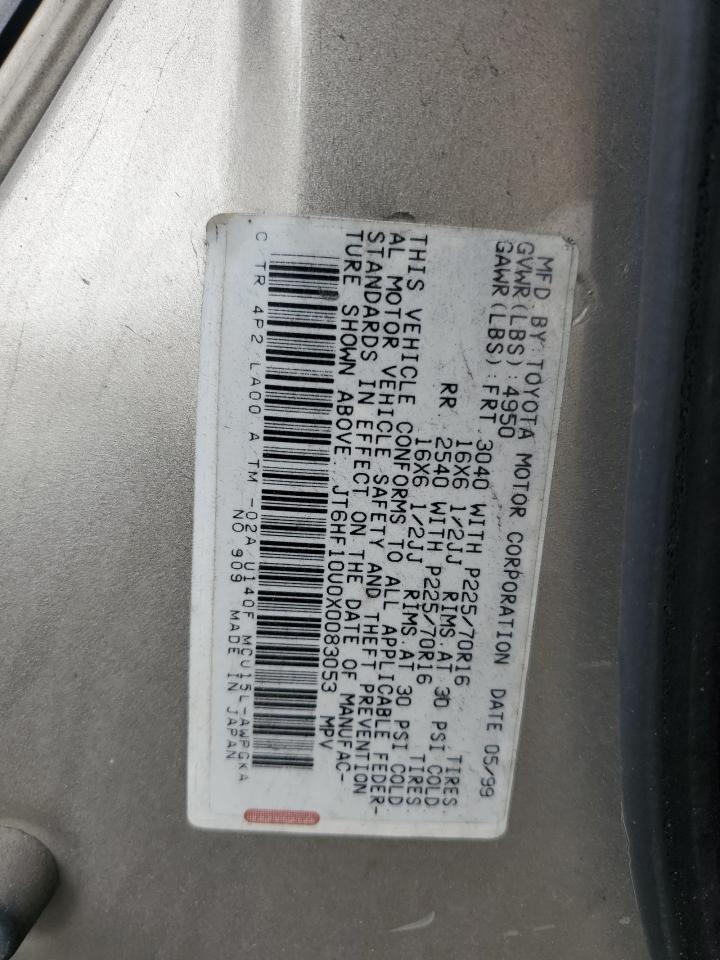 1999 Lexus Rx 300 VIN: JT6HF10U0X0083053 Lot: 82209945