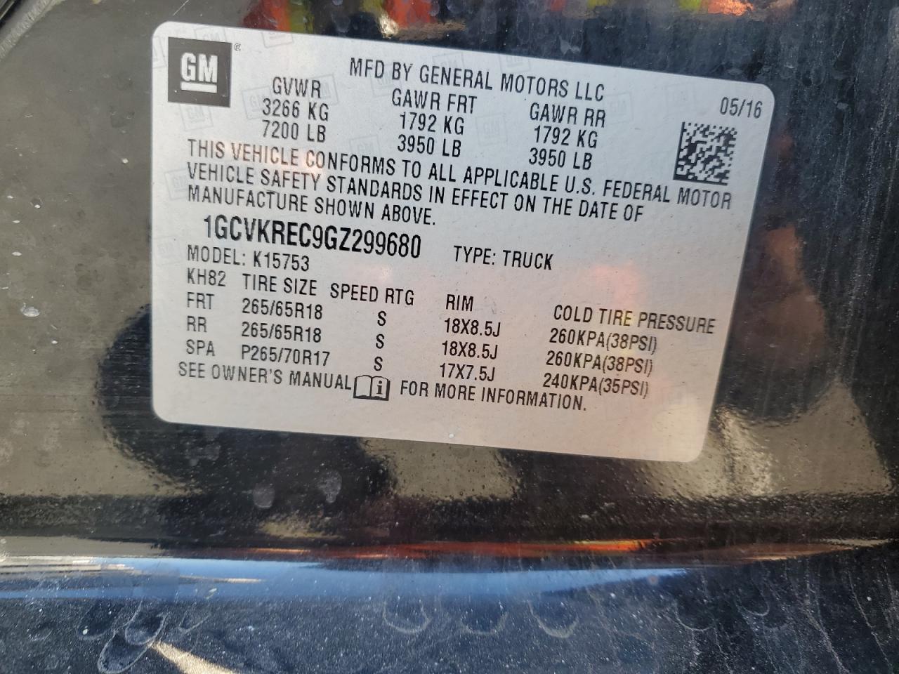 2016 Chevrolet Silverado K1500 Lt VIN: 1GCVKREC9GZ299680 Lot: 82275145