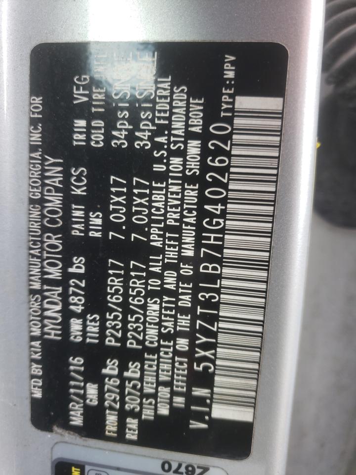 2017 Hyundai Santa Fe Sport VIN: 5XYZT3LB7HG402620 Lot: 84965875