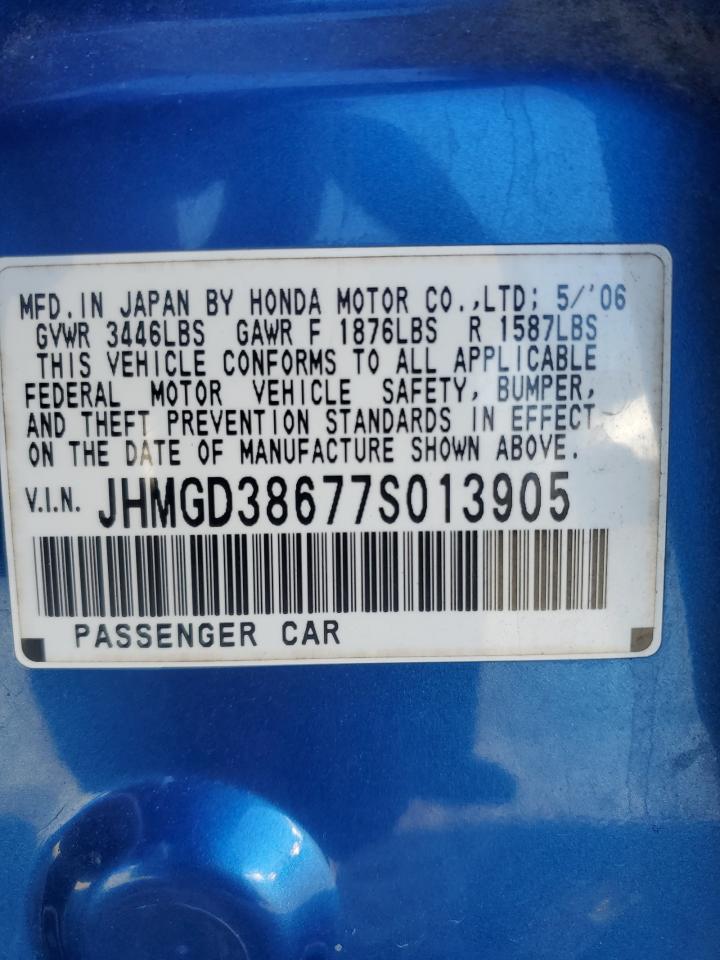 2007 Honda Fit S VIN: JHMGD38677S013905 Lot: 86674635