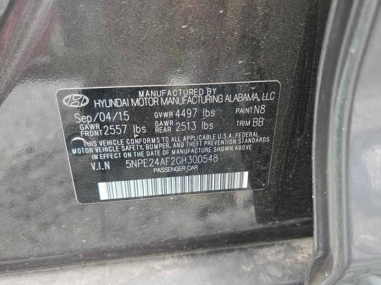 2016 Hyundai Sonata Se VIN: 5NPE24AF2GH300548 Lot: 85565195