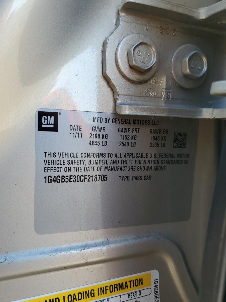 2012 Buick Lacrosse Convenience VIN: 1G4GB5E30CF218705 Lot: 89435835