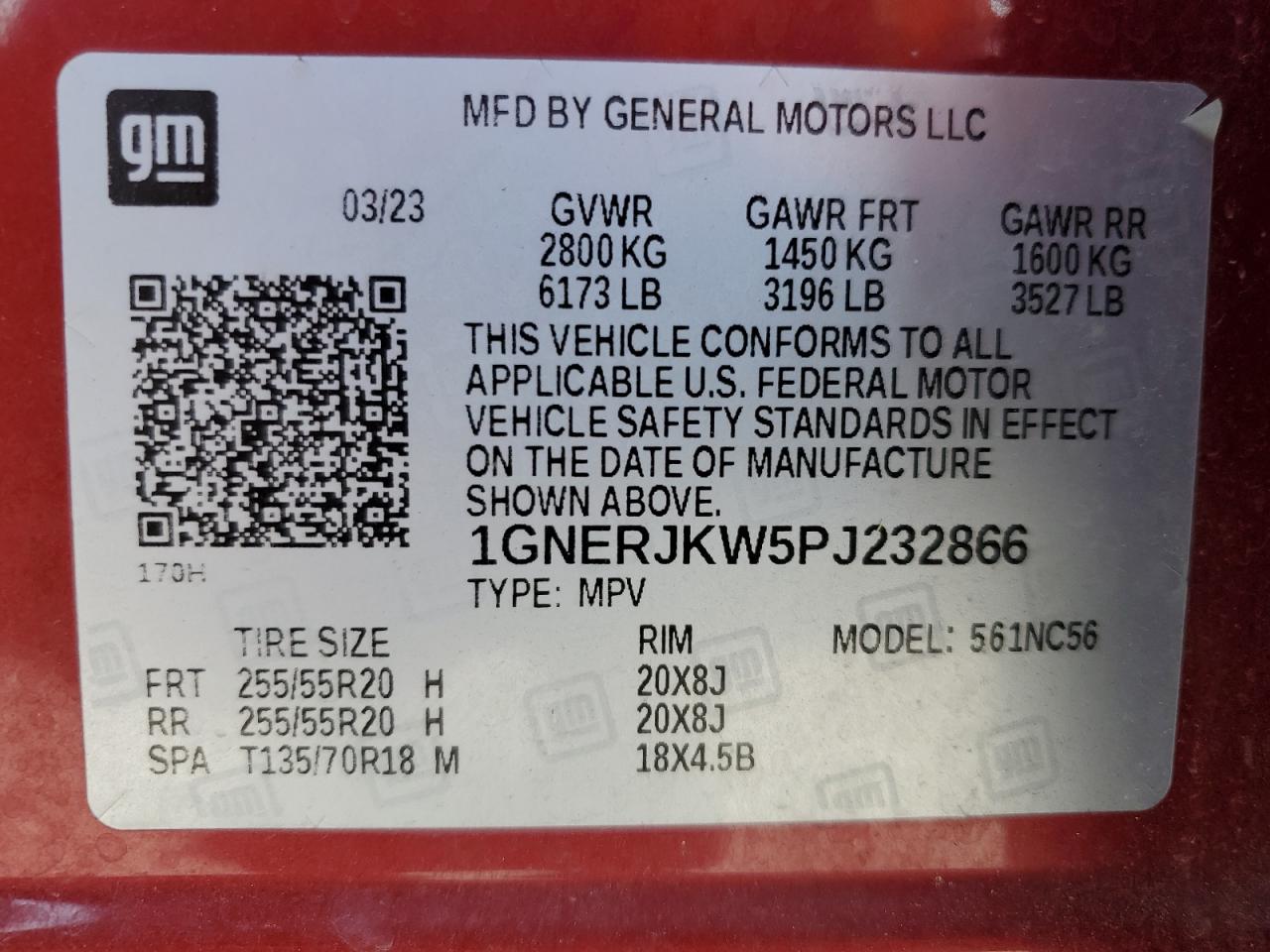 2023 Chevrolet Traverse Rs VIN: 1GNERJKW5PJ232866 Lot: 82217975