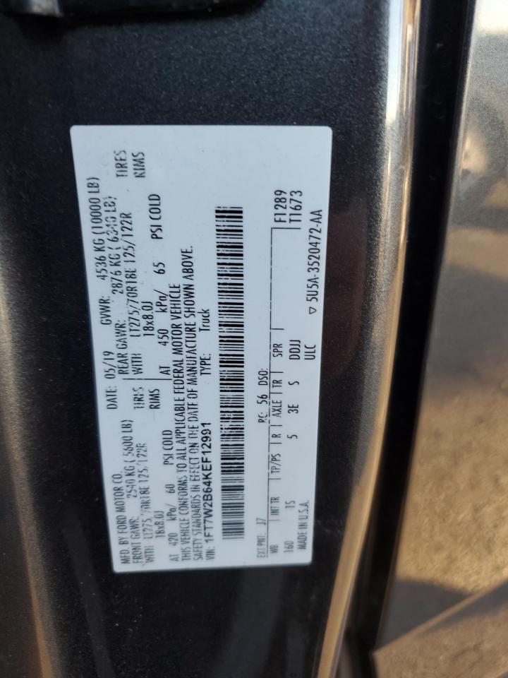 2019 Ford F250 Super Duty VIN: 1FT7W2B64KEF12991 Lot: 86519685