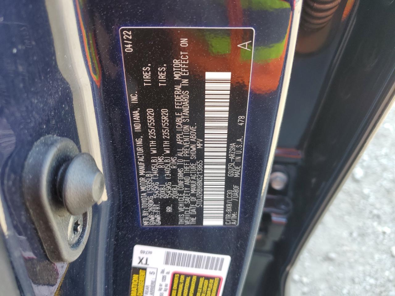 2022 Toyota Highlander Xse VIN: 5TDJZRBH8NS213865 Lot: 85912645