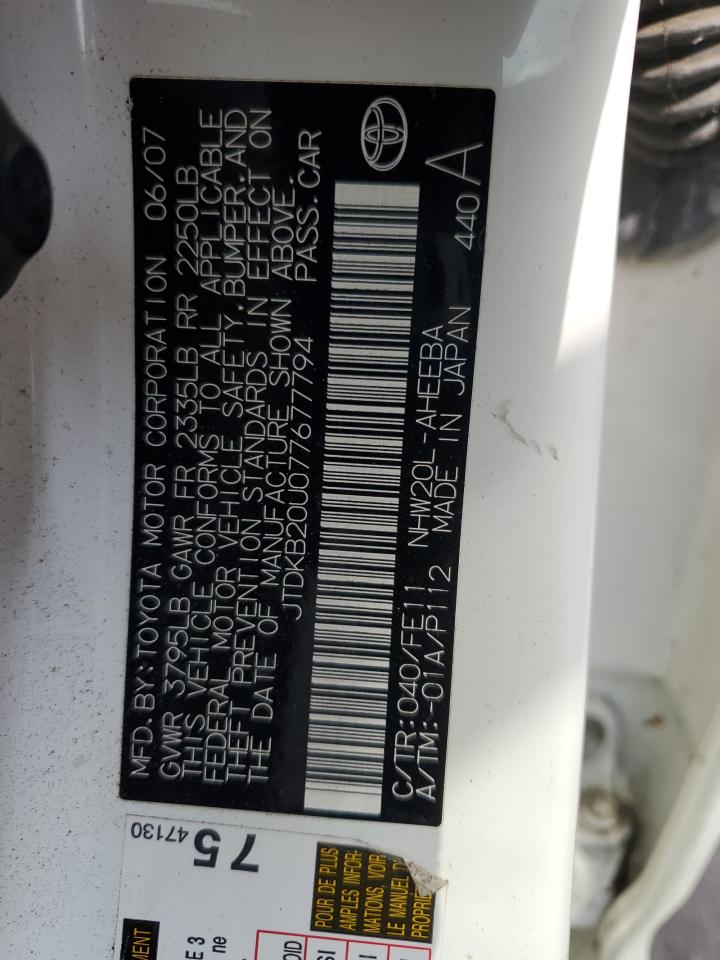 2007 Toyota Prius VIN: JTDKB20U077677794 Lot: 85502795