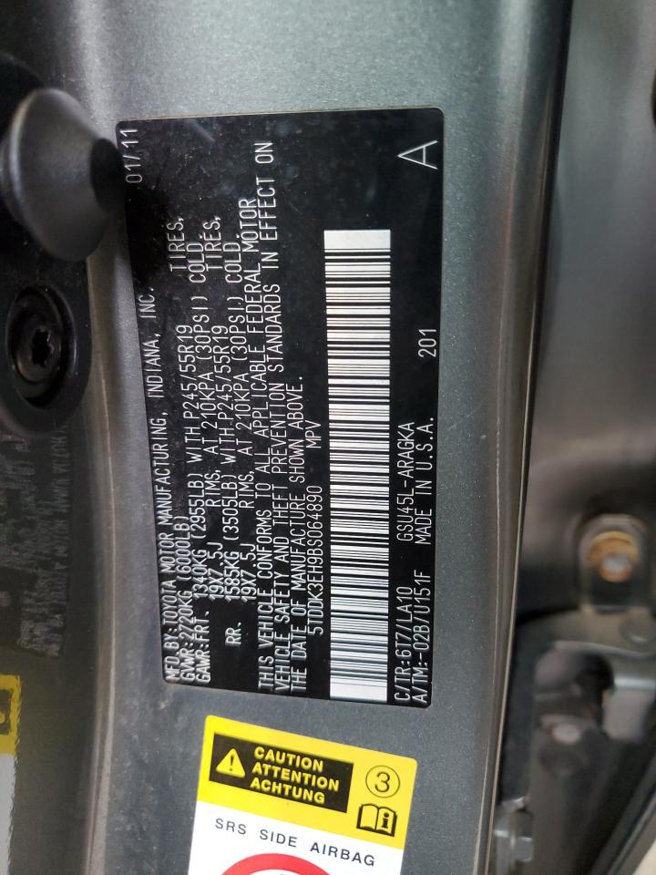 2011 Toyota Highlander Limited VIN: 5TDDK3EH9BS064890 Lot: 86156265