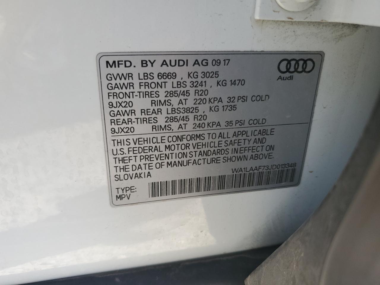 2018 Audi Q7 Premium Plus VIN: WA1LAAF73JD013348 Lot: 85766965