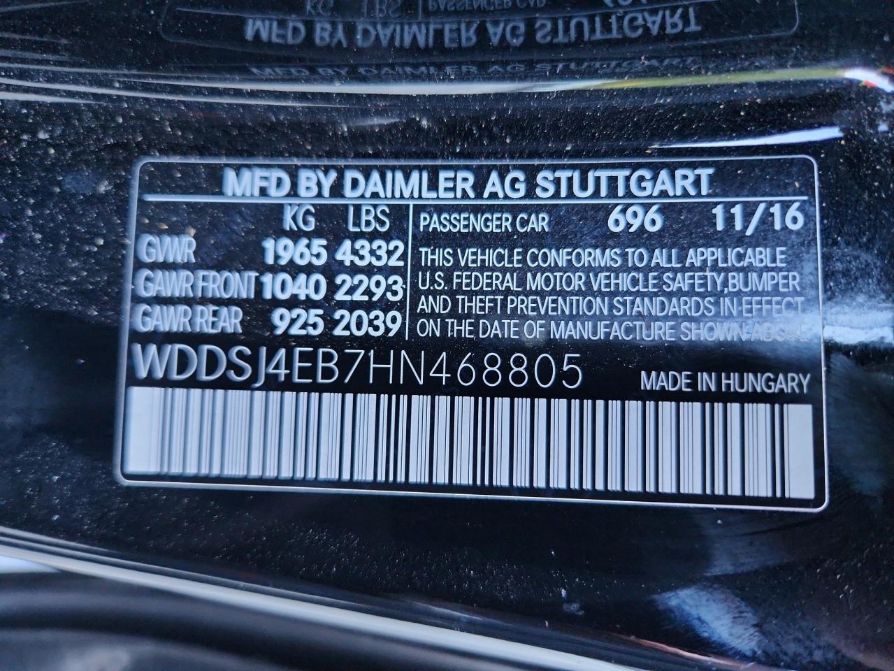 2017 Mercedes-Benz Cla 250 VIN: WDDSJ4EB7HN468805 Lot: 86551575