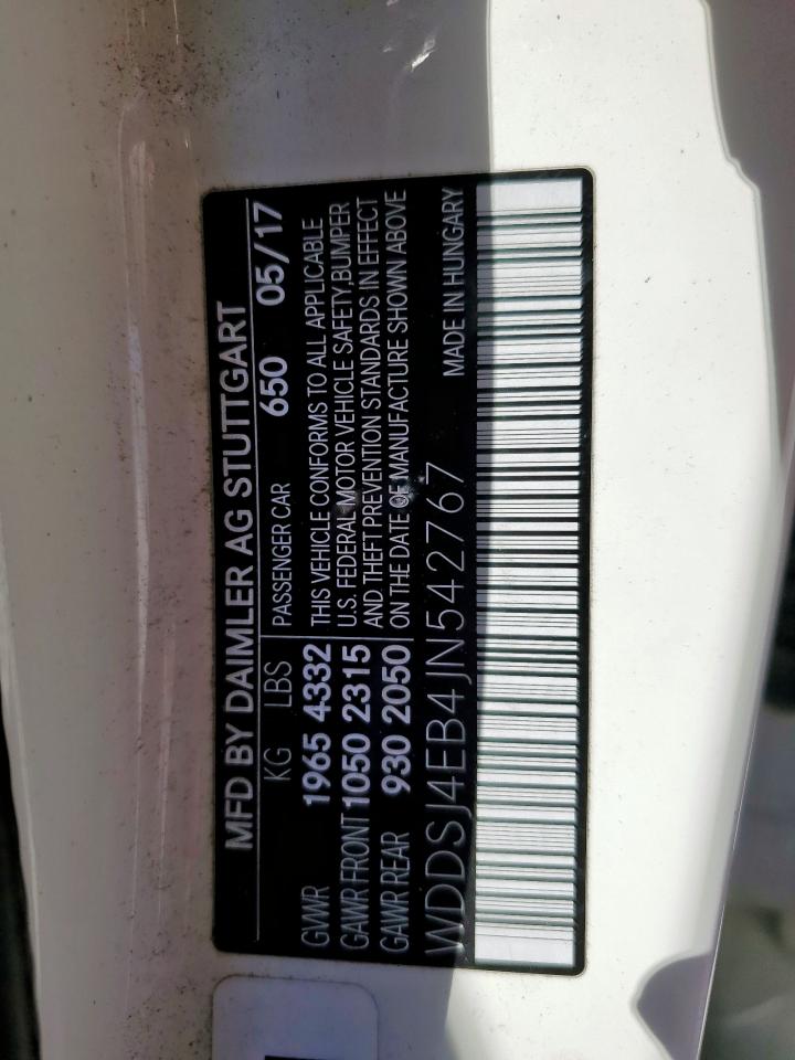 2018 Mercedes-Benz Cla 250 VIN: WDDSJ4EB4JN542767 Lot: 84912605