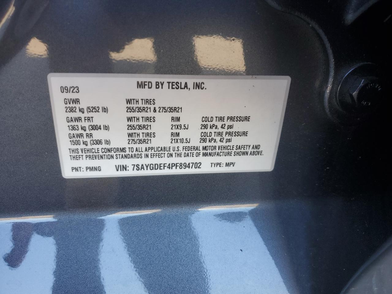 2023 Tesla Model Y VIN: 7SAYGDEF4PF894702 Lot: 84805945