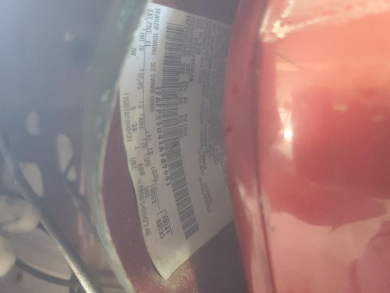 2001 Ford Taurus VIN: 1FAFP55U41A189641 Lot: 81710335