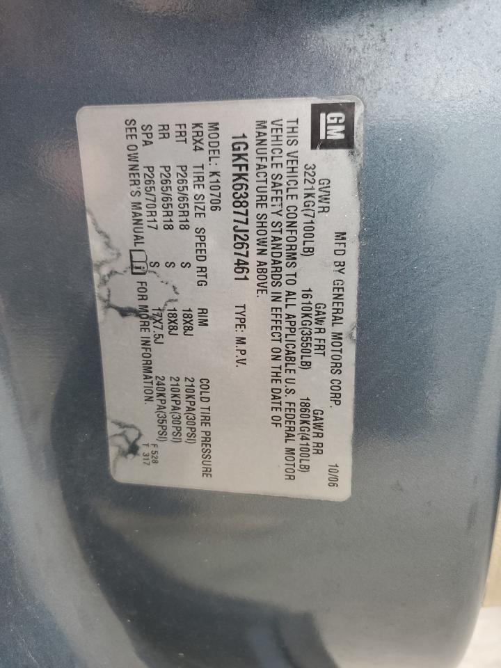 2007 GMC Yukon Denali VIN: 1GKFK63877J267461 Lot: 90295675