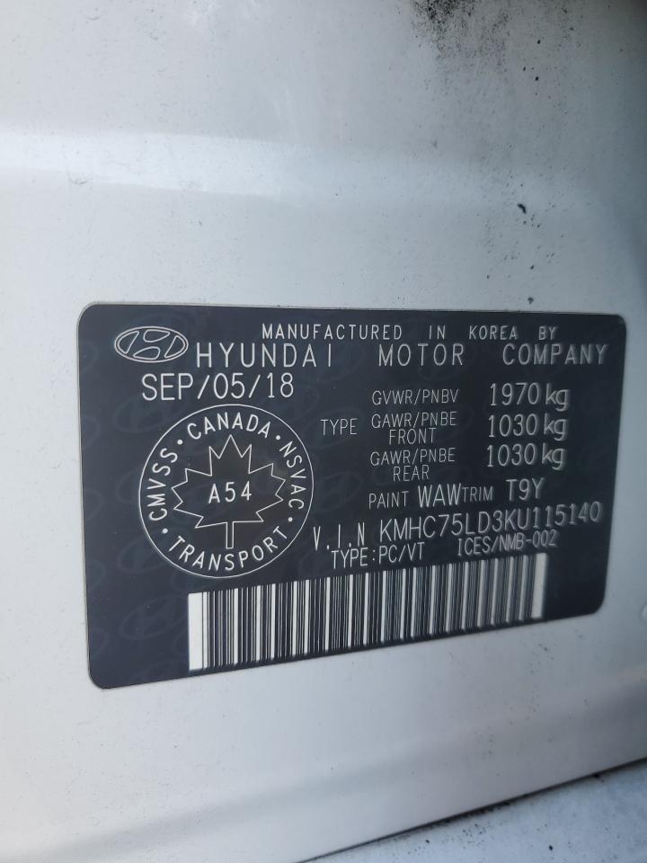 2019 Hyundai Ioniq Limited VIN: KMHC75LD3KU115140 Lot: 84757995