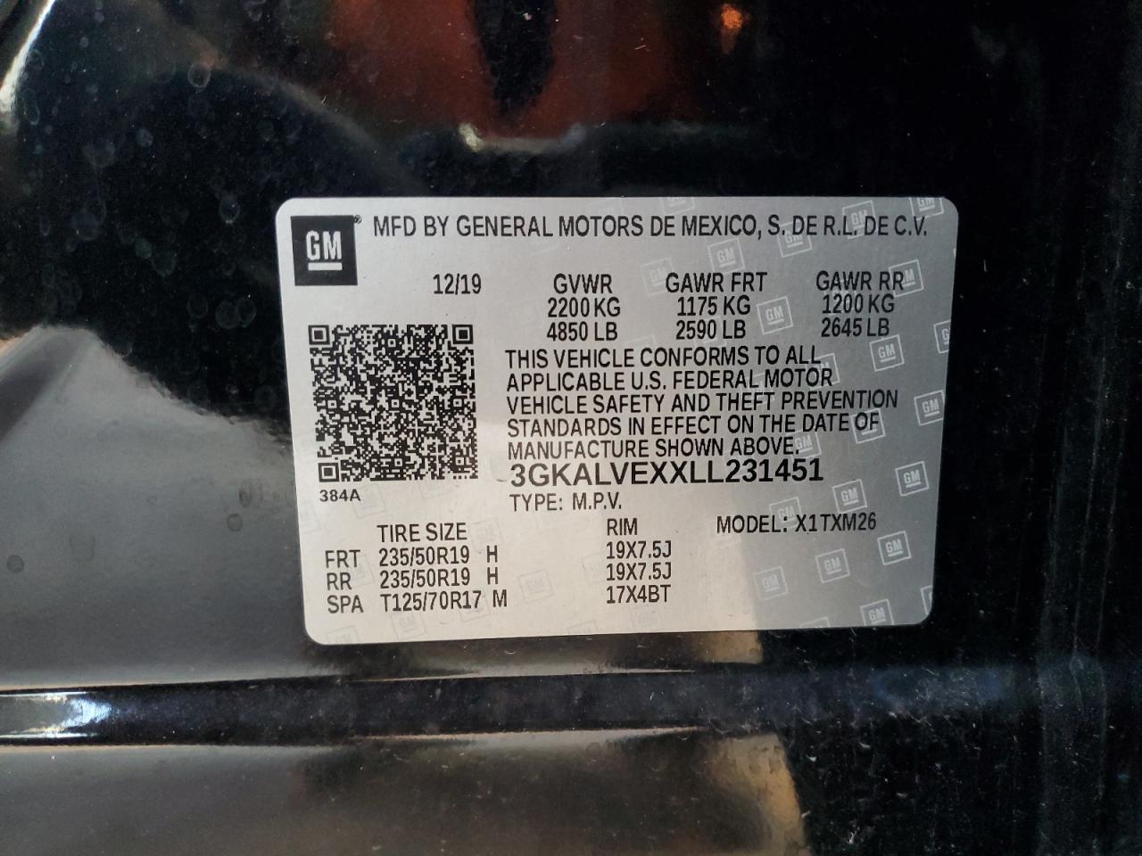 2020 GMC Terrain Slt VIN: 3GKALVEXXLL231451 Lot: 91048925