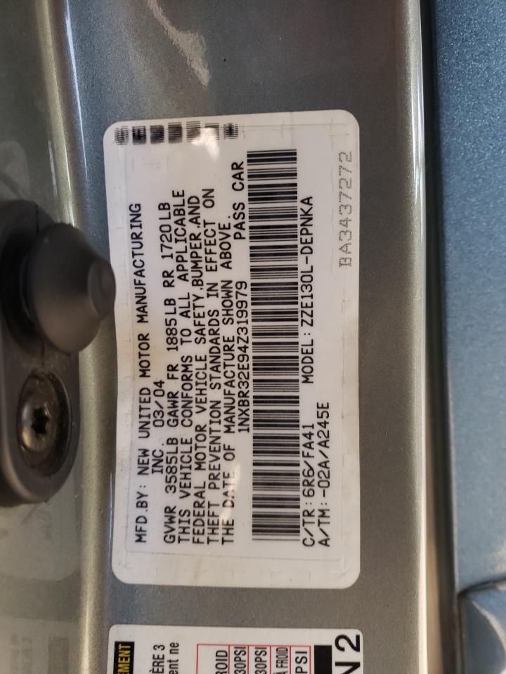 2004 Toyota Corolla Ce VIN: 1NXBR32E94Z319979 Lot: 85943155