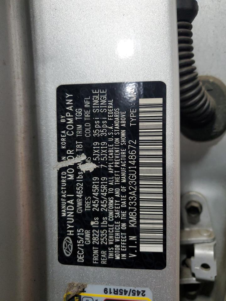 2016 Hyundai Tucson Limited VIN: KM8J33A23GU148672 Lot: 86223245