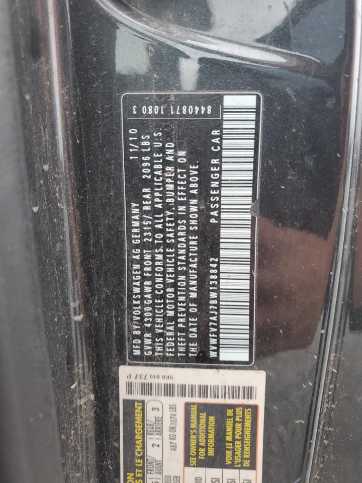 2011 Volkswagen Gti VIN: WVWFV7AJ7BW138842 Lot: 85348255