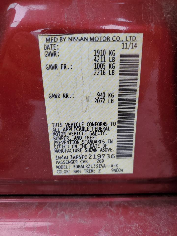 2015 Nissan Altima 2.5 VIN: 1N4AL3AP5FC219736 Lot: 84970645