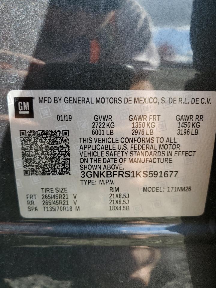 2019 Chevrolet Blazer Premier VIN: 3GNKBFRS1KS591677 Lot: 85188935