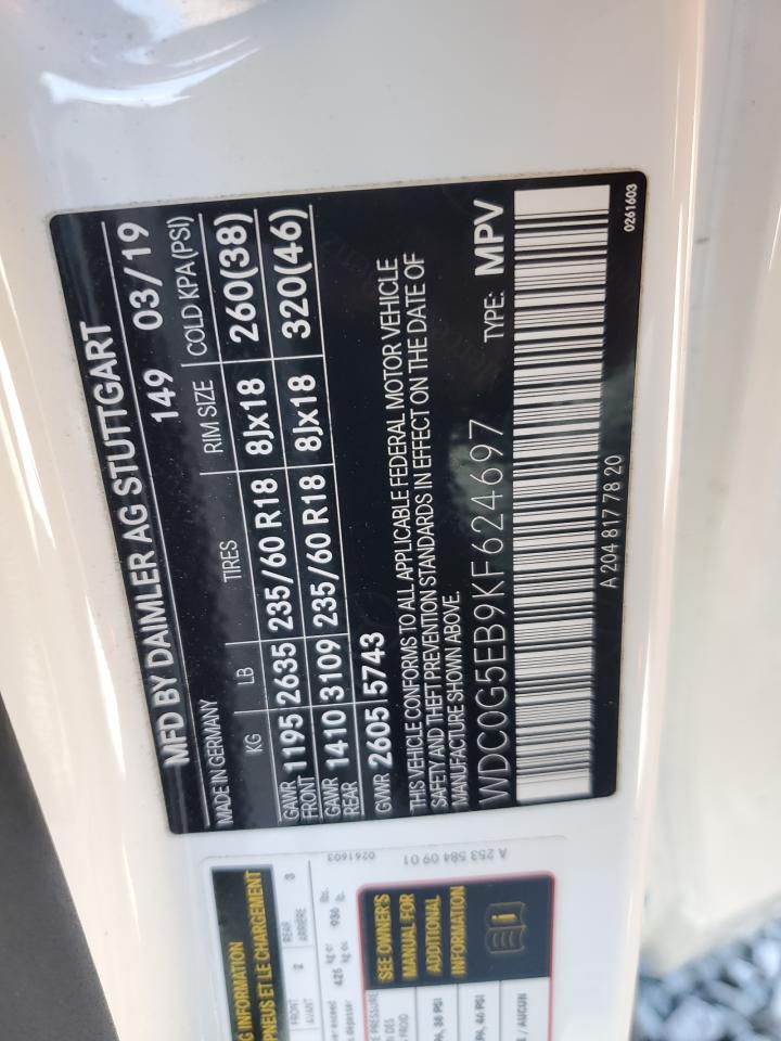 2019 Mercedes-Benz Glc 350E VIN: WDC0G5EB9KF624697 Lot: 82264865