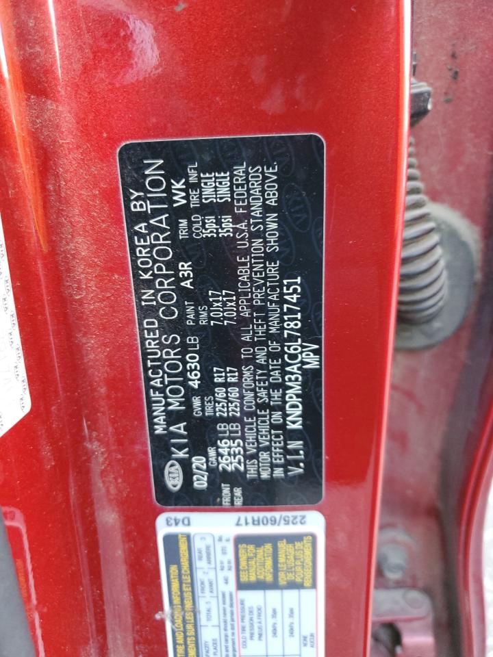 2020 Kia Sportage Lx VIN: KNDPM3AC6L7817451 Lot: 82268385