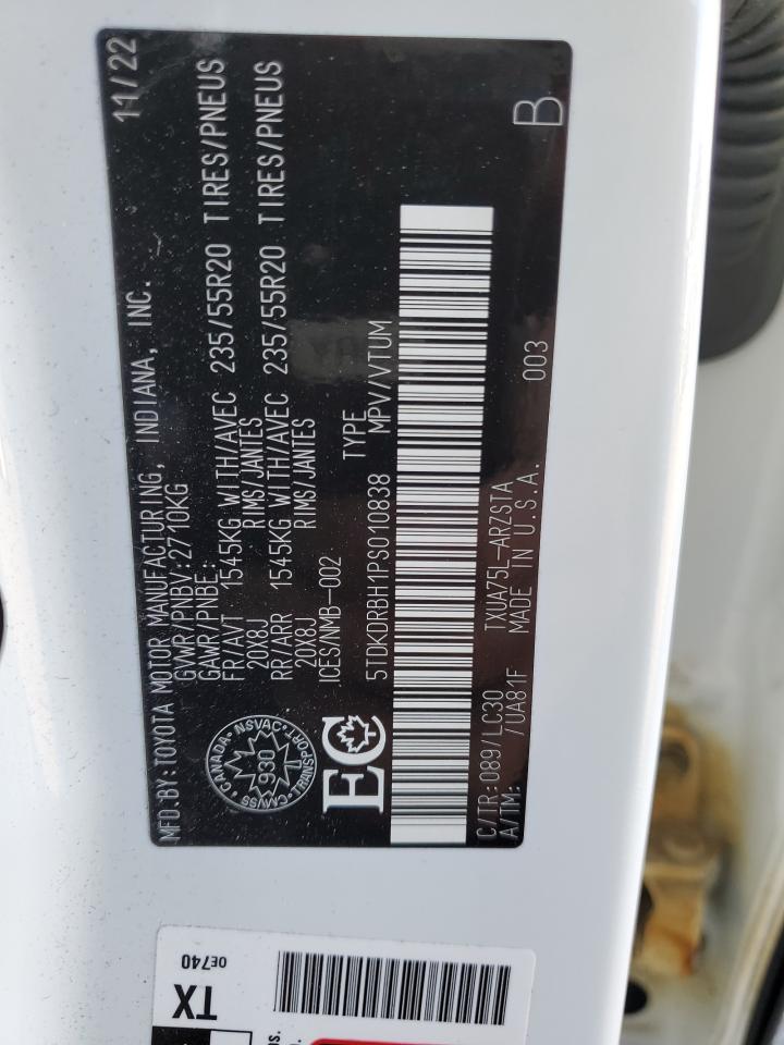 2023 Toyota Highlander L VIN: 5TDKDRBH1PS010838 Lot: 86212265