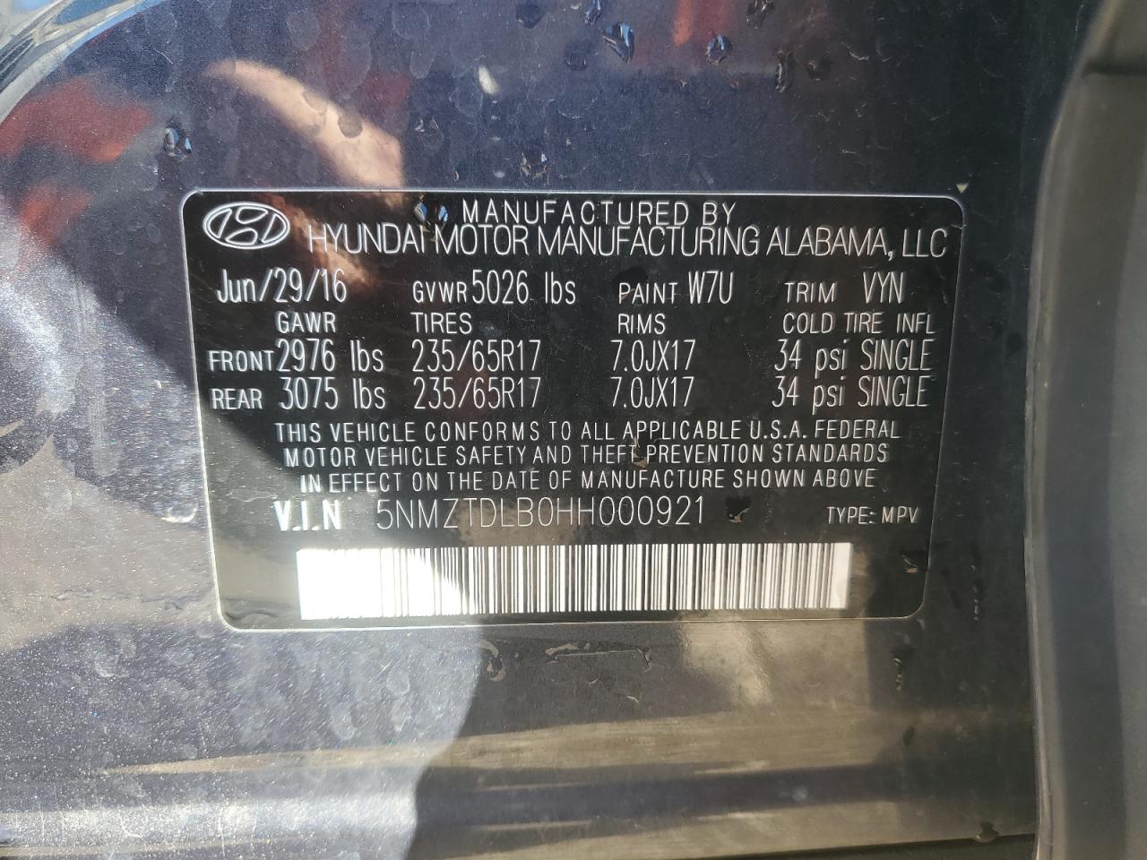 2017 Hyundai Santa Fe Sport VIN: 5NMZTDLB0HH000921 Lot: 90299695