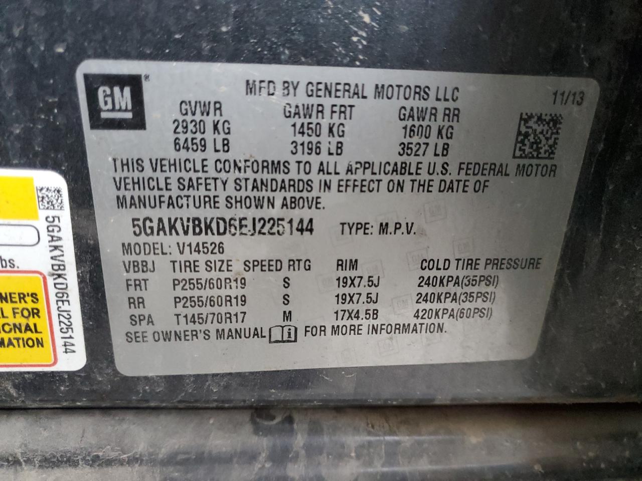 2014 Buick Enclave VIN: 5GAKVBKD6EJ225144 Lot: 82580145