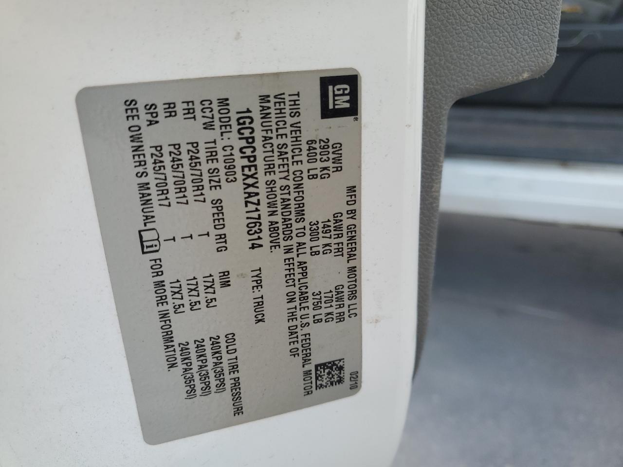 2010 Chevrolet Silverado C1500 VIN: 1GCPCPEXXAZ176314 Lot: 85104545