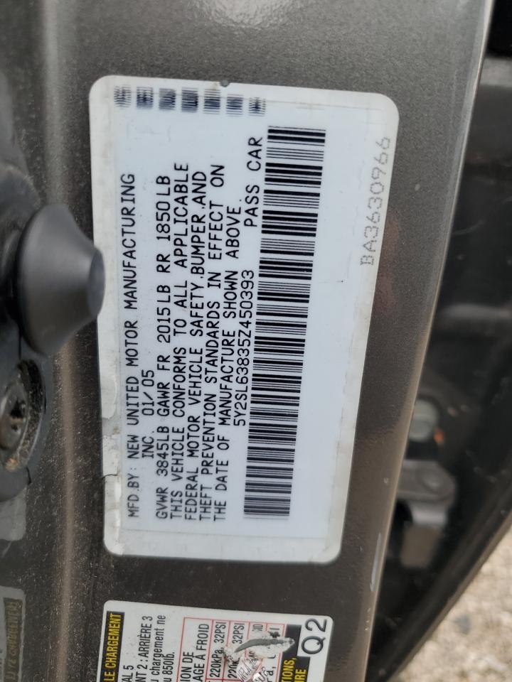 2005 Pontiac Vibe VIN: 5Y2SL63835Z450393 Lot: 85733185