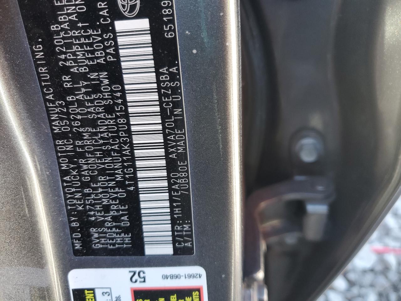 2023 Toyota Camry Se Night Shade VIN: 4T1G11AK3PU815440 Lot: 82482135