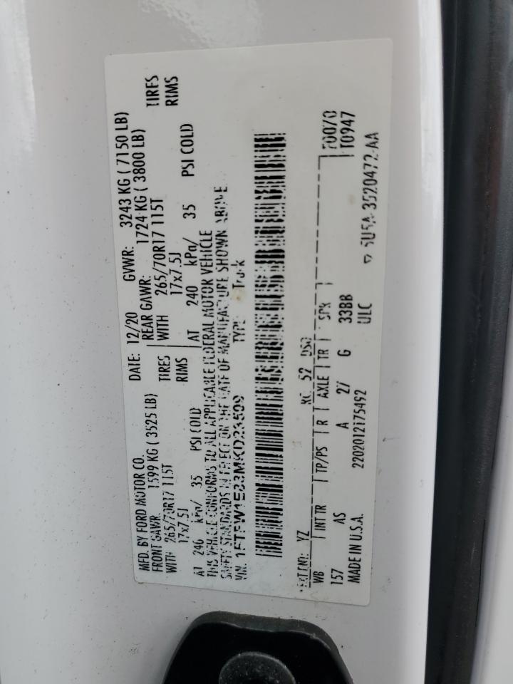 2021 Ford F150 Supercrew VIN: 1FTFW1E88MKD23509 Lot: 90098665