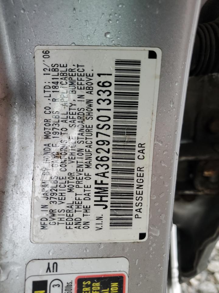 2007 Honda Civic Hybrid VIN: JHMFA36297S013361 Lot: 82334155