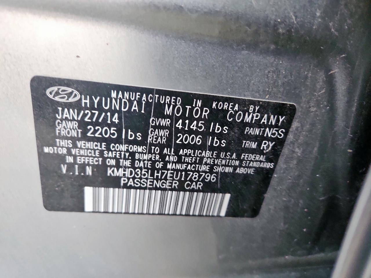 2014 Hyundai Elantra Gt VIN: KMHD35LH7EU178796 Lot: 85930485