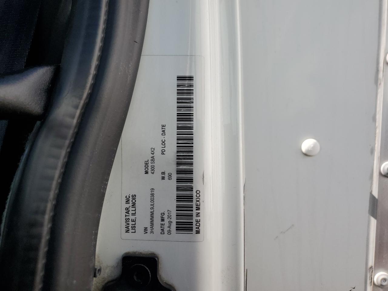 2018 International 4000 4300 VIN: 3HAMMMML9JL003819 Lot: 82111655