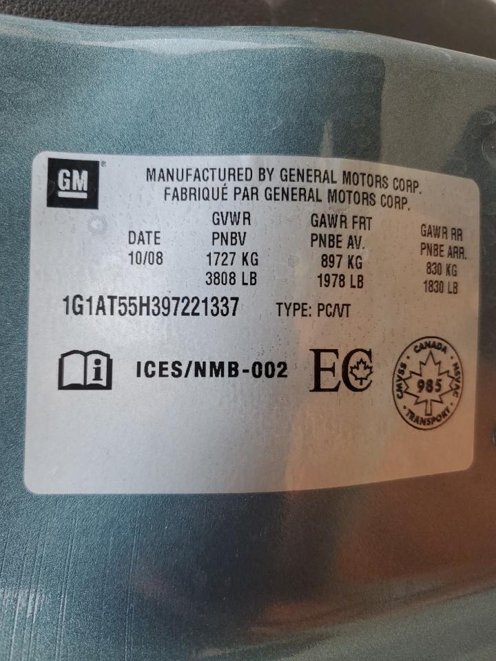 2009 Chevrolet Cobalt Lt VIN: 1G1AT55H397221337 Lot: 85726905