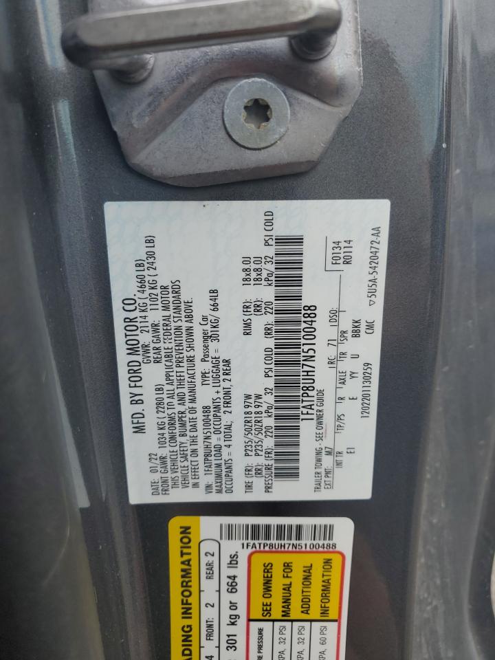 2022 Ford Mustang VIN: 1FATP8UH7N5100488 Lot: 85878315