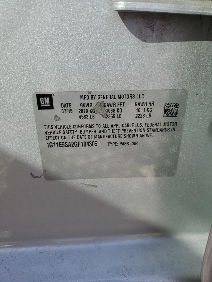 2016 Chevrolet Malibu Limited Ltz VIN: 1G11E5SA2GF104305 Lot: 84226705