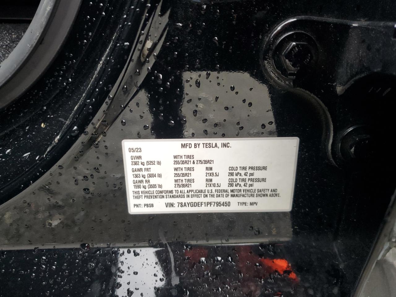 2023 Tesla Model Y VIN: 7SAYGDEF1PF795450 Lot: 84999435