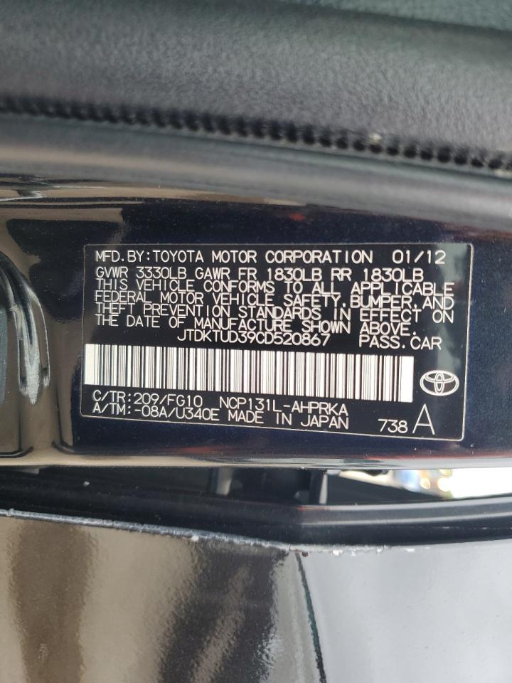 2012 Toyota Yaris VIN: JTDKTUD39CD520867 Lot: 85674875