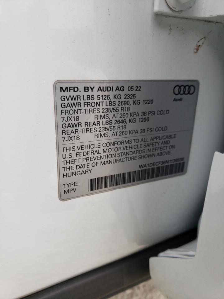 2022 Audi Q3 Premium S Line 45 VIN: WA1DECF36N113996 Lot: 82626015