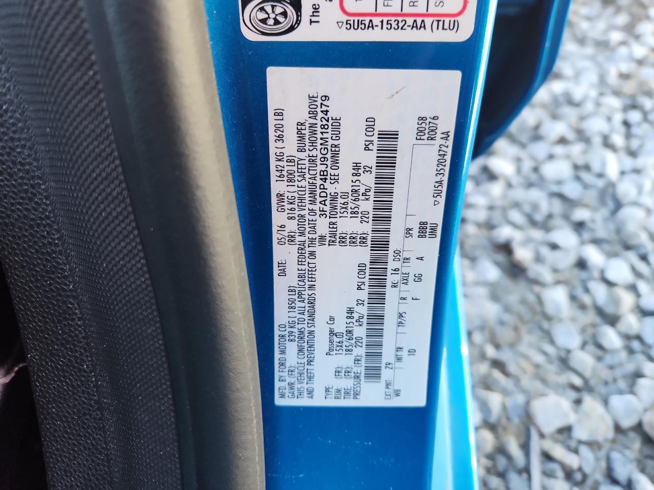 2016 Ford Fiesta Se VIN: 3FADP4BJ9GM182479 Lot: 89797555