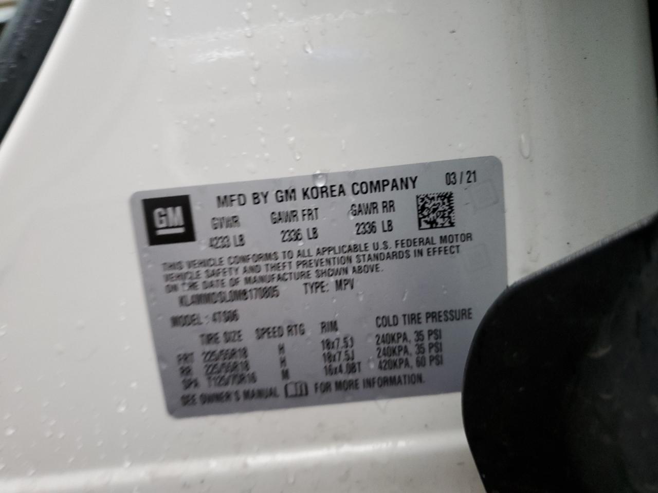 2021 Buick Encore Gx Select VIN: KL4MMDSL0MB170805 Lot: 84966935