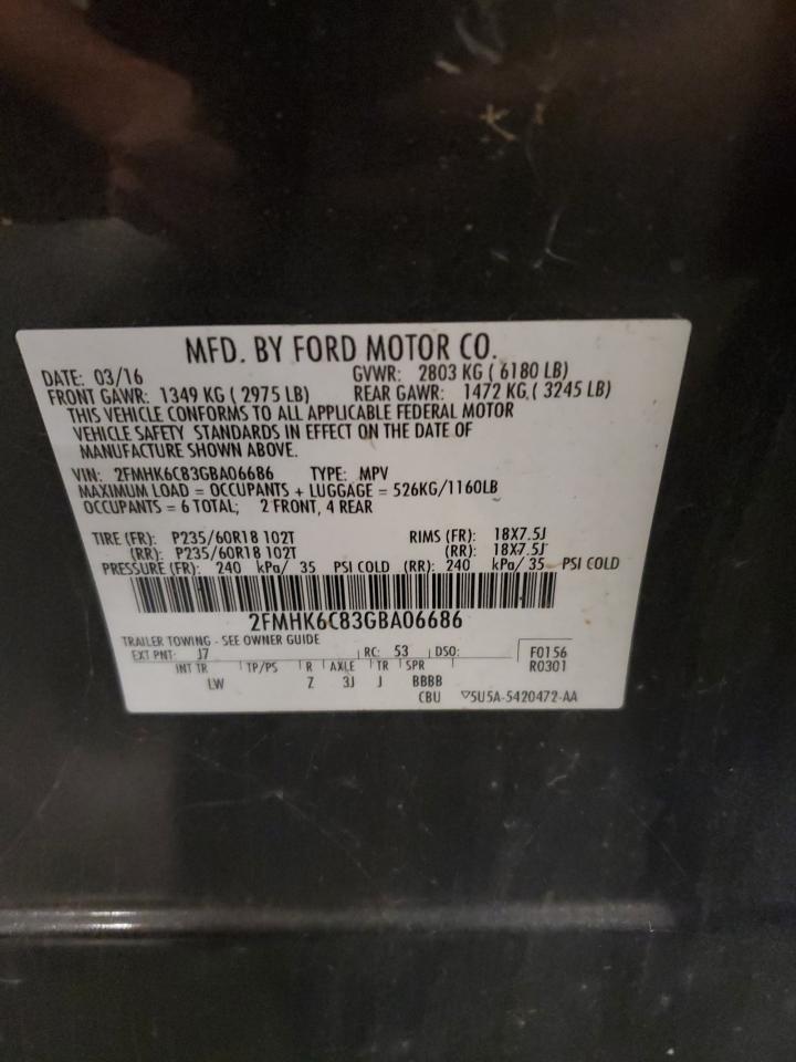 2016 Ford Flex Sel VIN: 2FMHK6C83GBA06686 Lot: 85893955