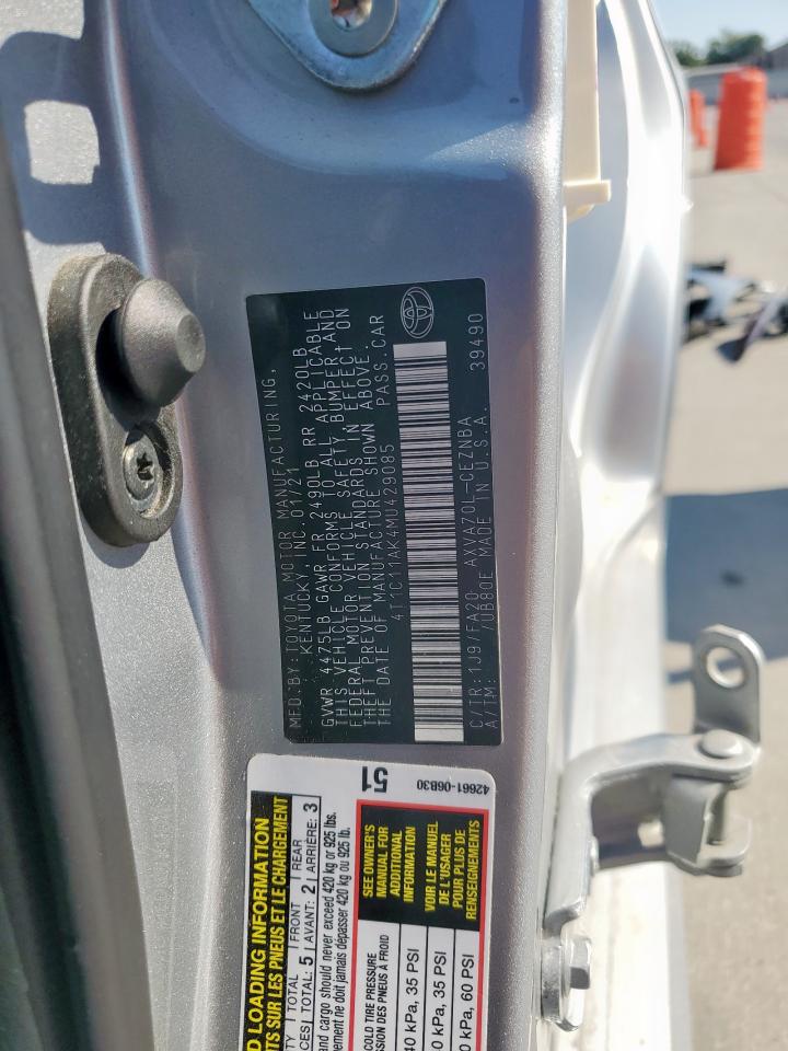 2021 Toyota Camry Le VIN: 4T1C11AK4MU429085 Lot: 83854065