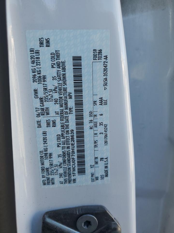 2017 Ford Escape S VIN: 1FMCU0F70HUE28639 Lot: 86695865