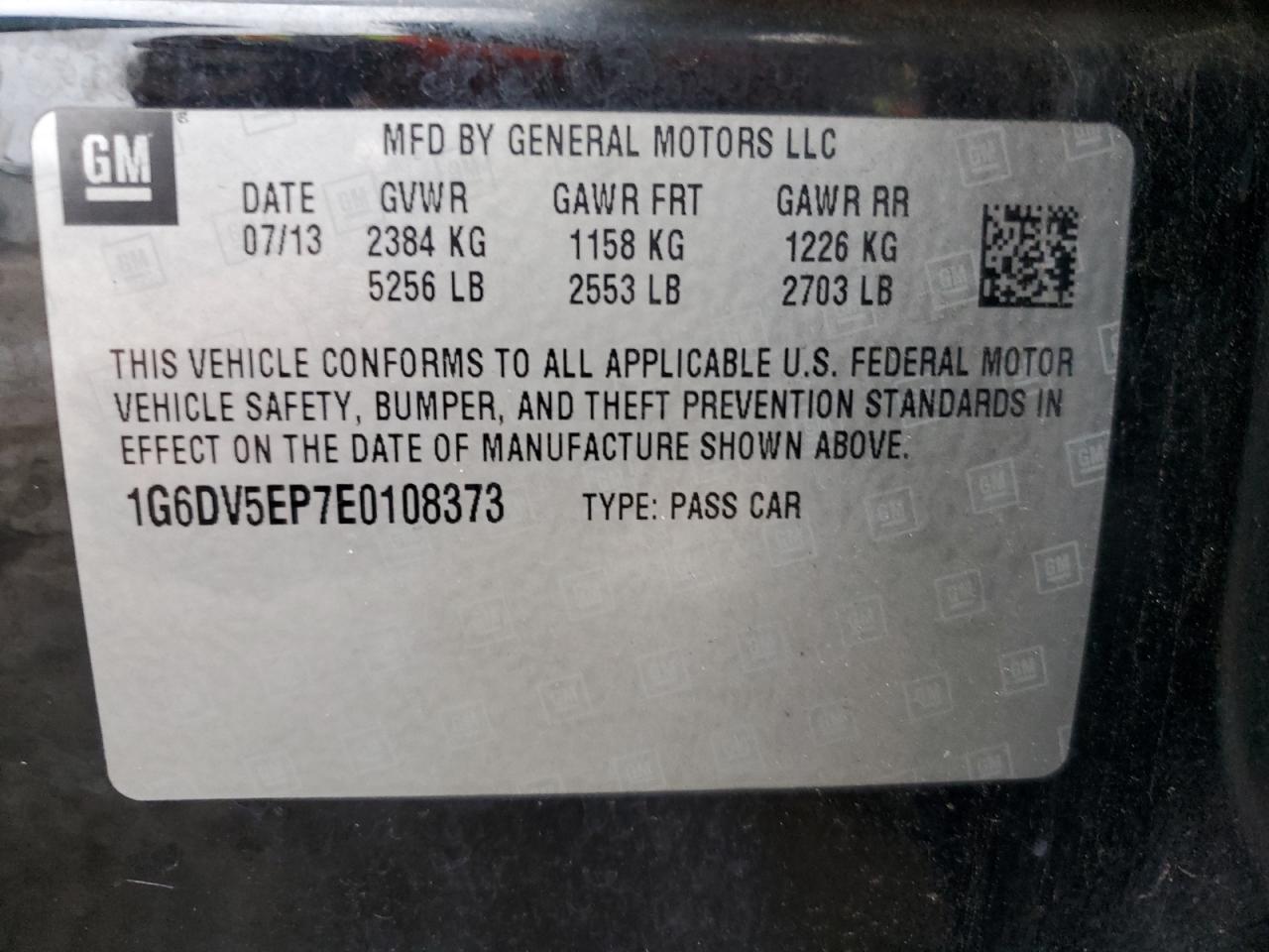 2014 Cadillac Cts-V VIN: 1G6DV5EP7E0108373 Lot: 86440545