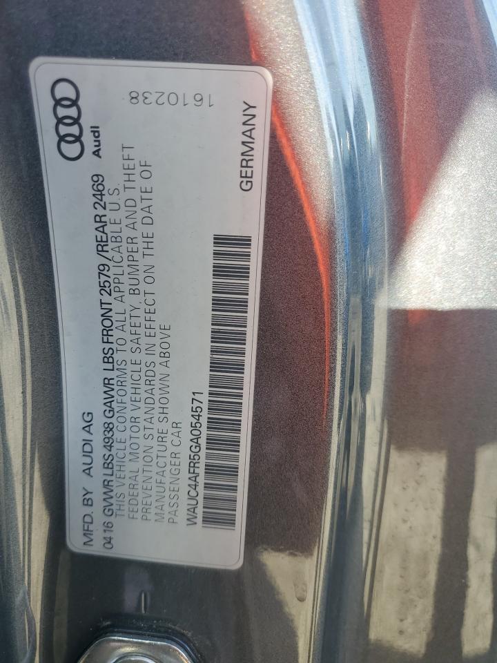 2016 Audi S5 Premium Plus VIN: WAUC4AFR5GA054571 Lot: 82298365